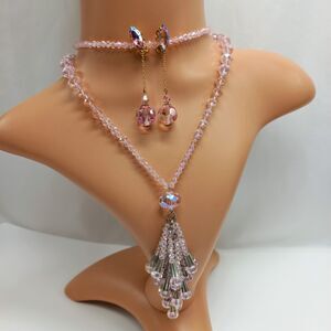 Lewis Segal earrings paired with FABulous Pink Crystal Necklace